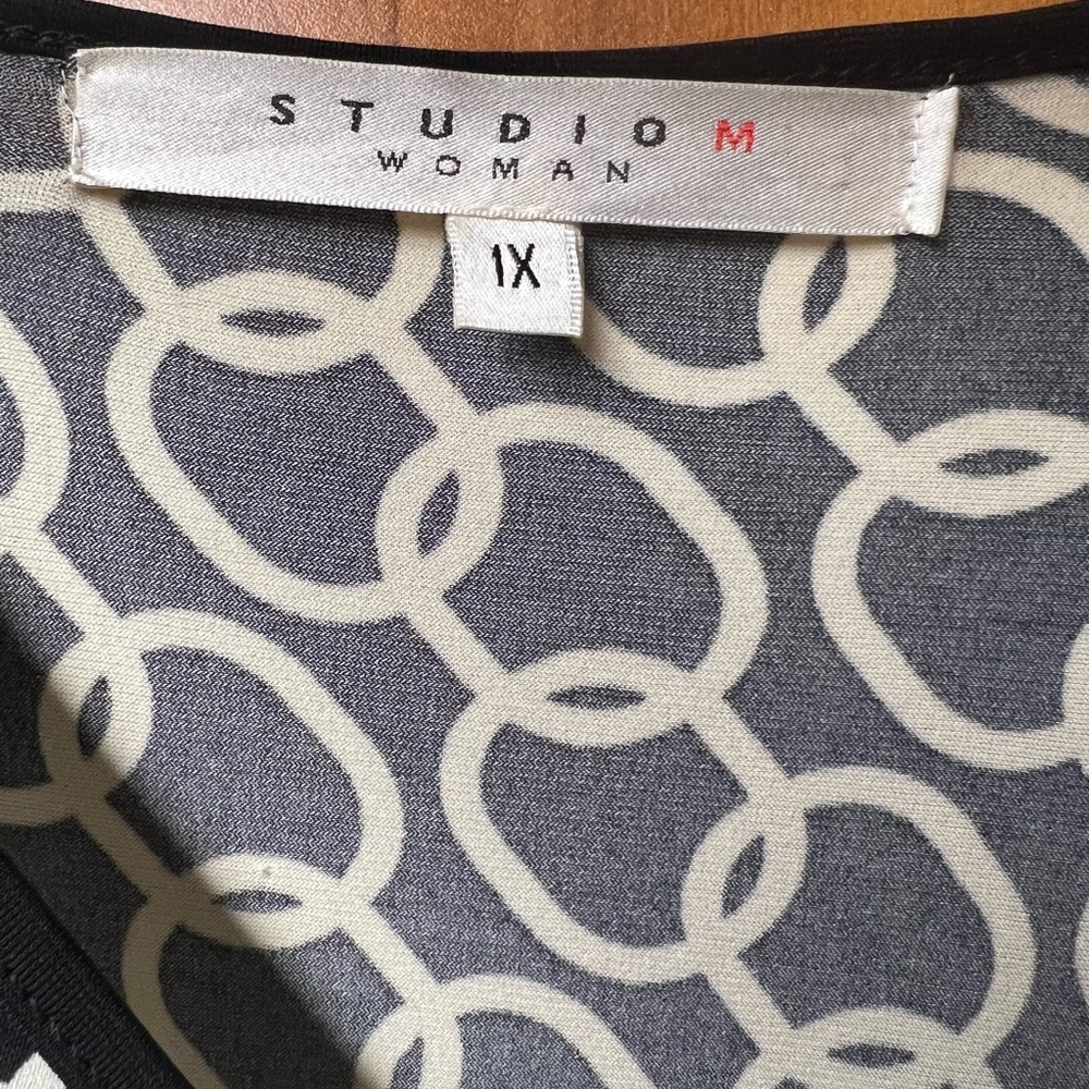 COPY - Studio M Woman, Black and White Geometric Dress, Size 1X